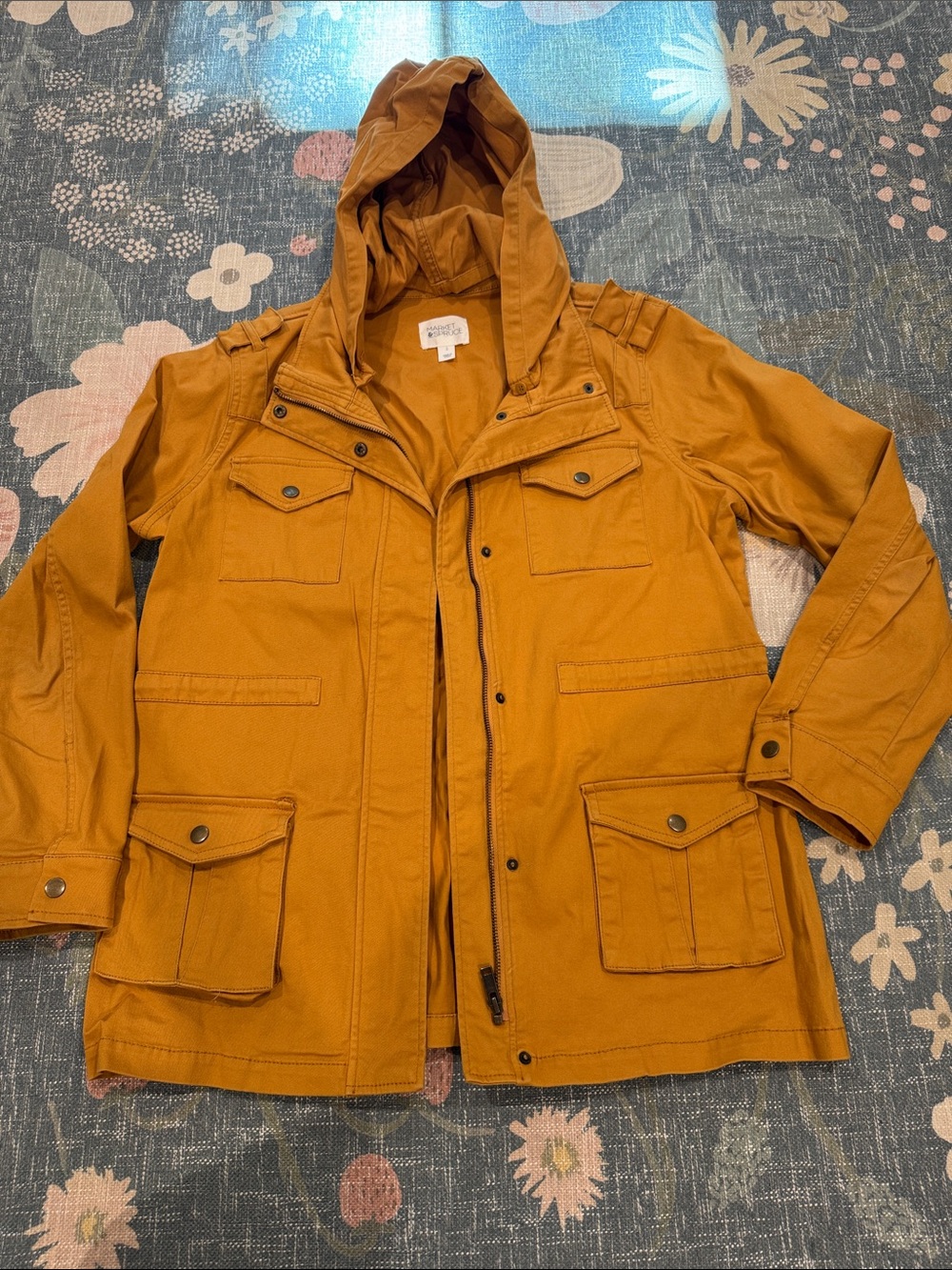 Market & Spruce Utility Cargo Jacket with Removable Hood Sz L